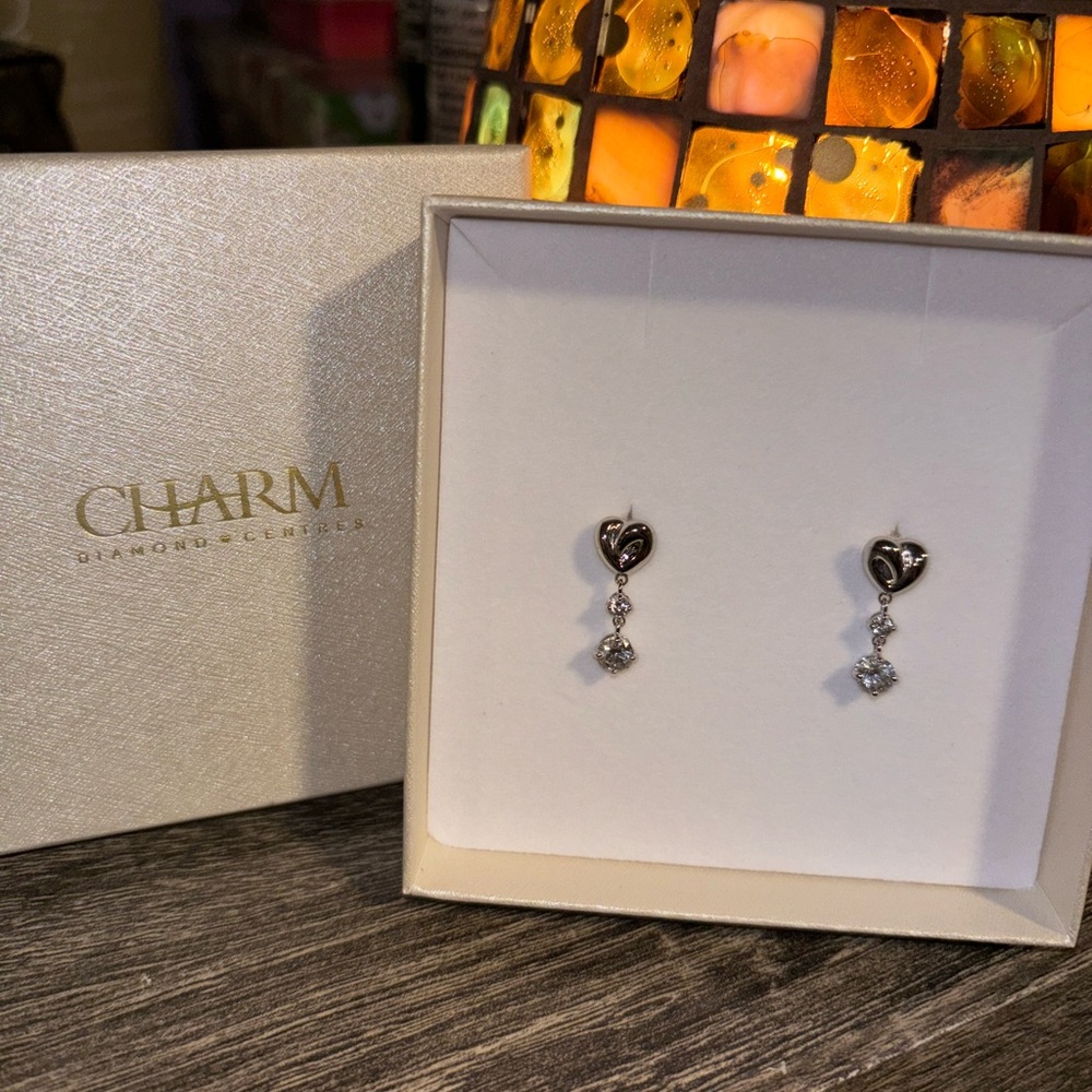 Swarovski Silver Heart Dangle Earrings